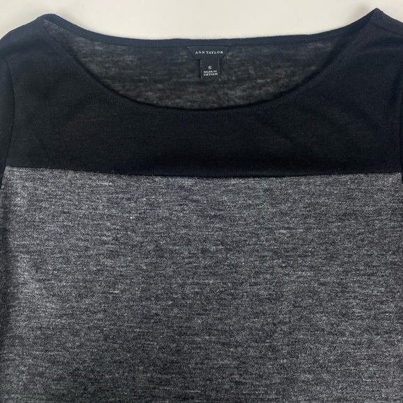 Ann Taylor Upper Black Lower Gray Body Long-sleeve Shirt Size Small - Picture 5 of 8